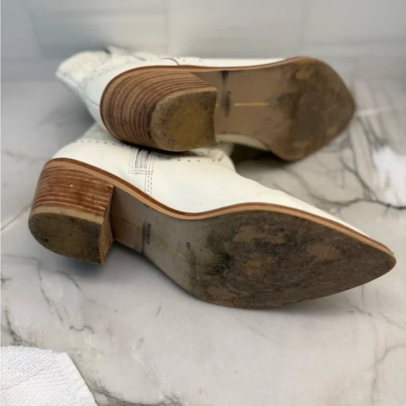 Dolce Vita Solow White/Cream Western Ankle Boots 9 - Picture 6 of 7